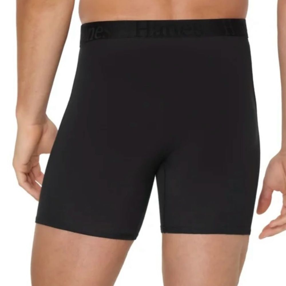 2 Hanes Super Soft Men’s Long Leg Boxer Briefs, Black, Medium New - Picture 2 of 8